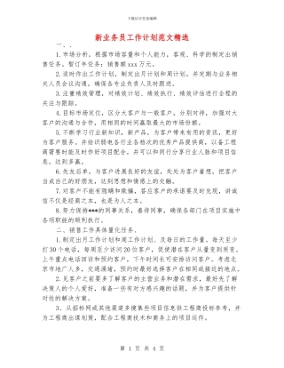 新业务员工作计划范文精选