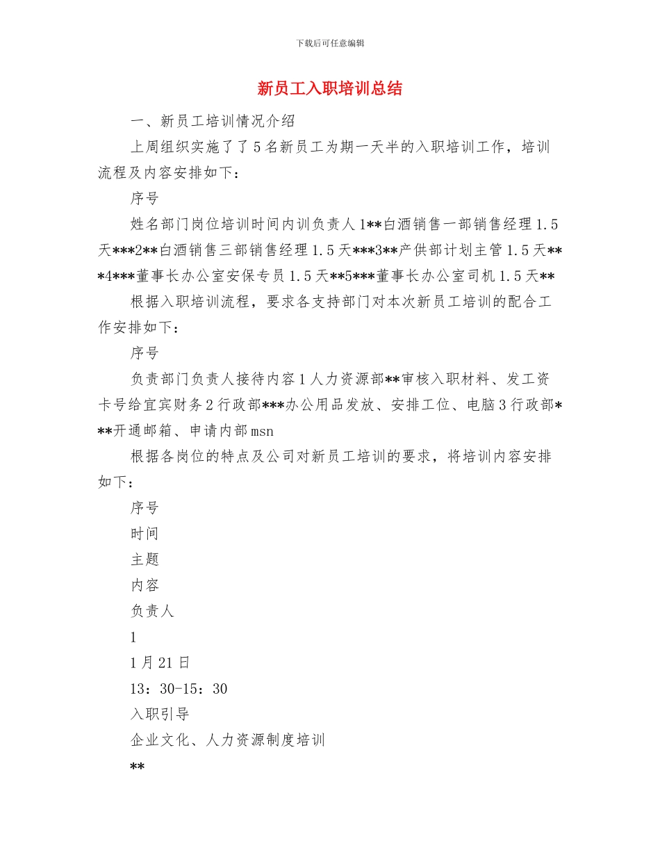 新员工入职培训工作总结报告与新员工入职培训总结汇编_第3页