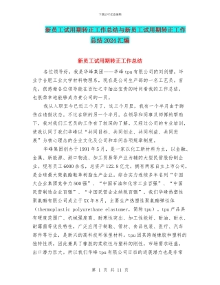 新员工试用期转正工作总结与新员工试用期转正工作总结2024汇编