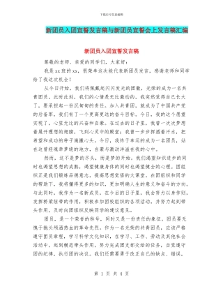 新团员入团宣誓发言稿与新团员宣誓会上发言稿汇编