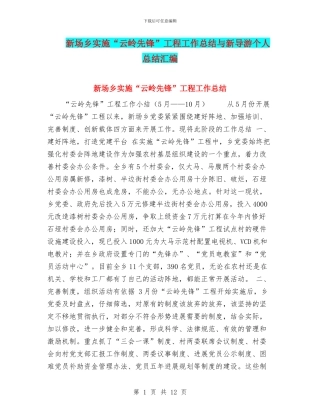 新场乡实施“云岭先锋”工程工作总结与新导游个人总结汇编