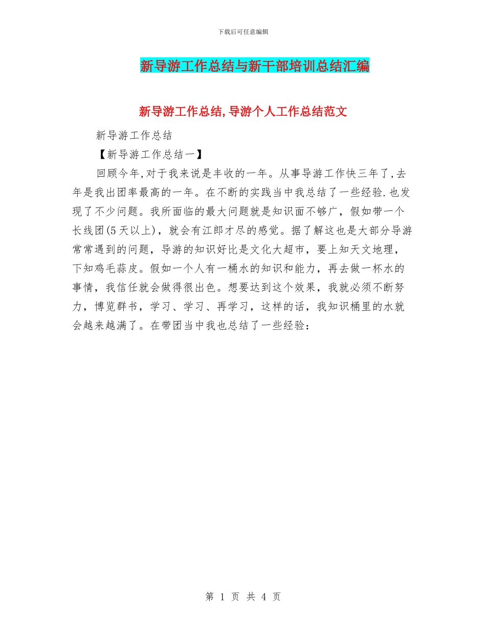 新导游工作总结与新干部培训总结汇编_第1页