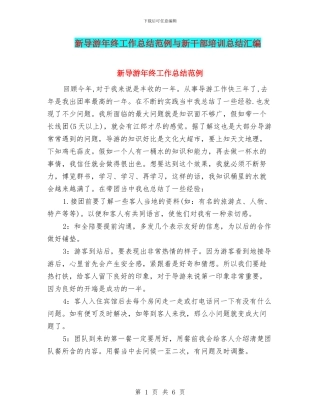 新导游年终工作总结范例与新干部培训总结汇编