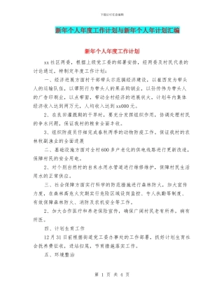 新年个人年度工作计划与新年个人年计划汇编