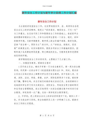 新年安全工作计划与新年审计助理工作计划汇编