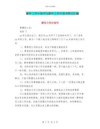新年工作计划书与新年工作计划书例文汇编
