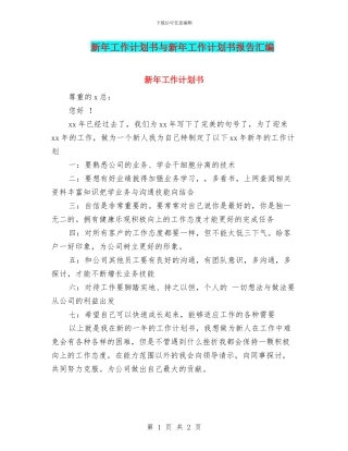 新年工作计划书与新年工作计划书报告汇编