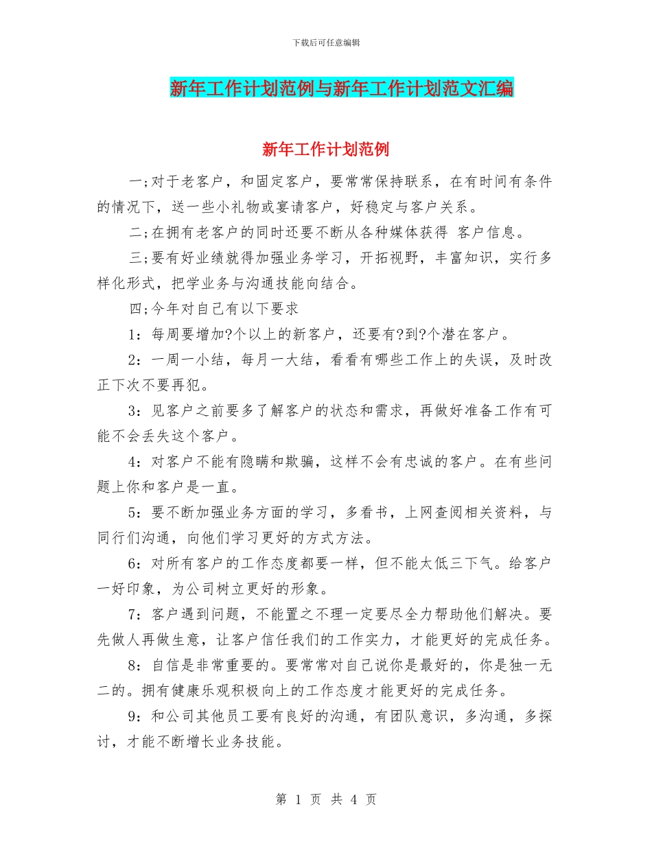 新年工作计划范例与新年工作计划范文汇编_第1页