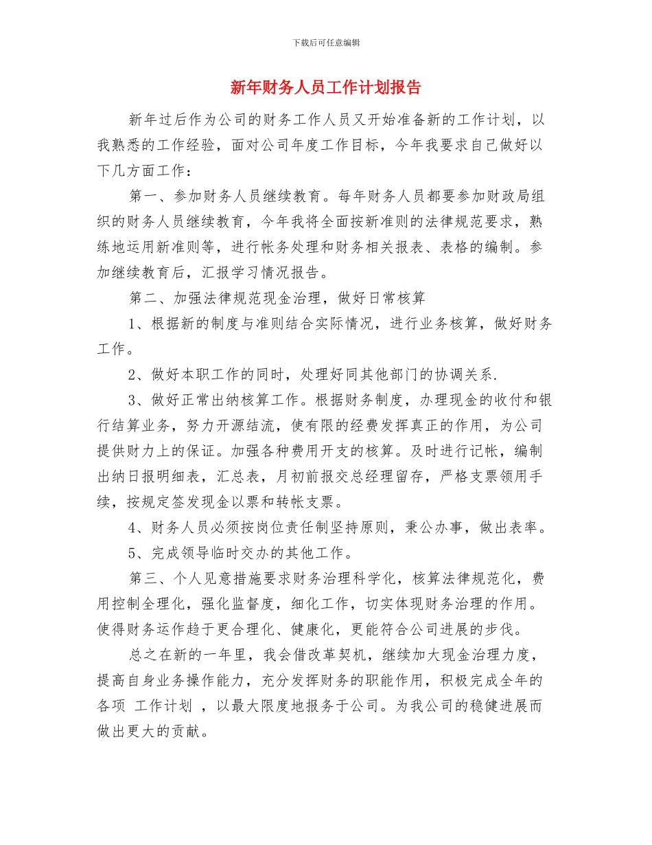 新年财务人员工作计划与新年财务人员工作计划报告汇编_第3页