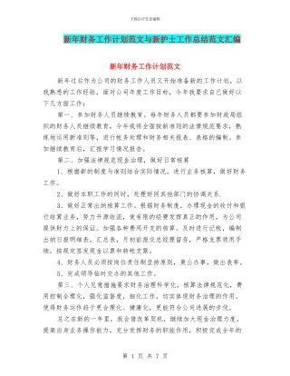 新年财务工作计划范文与新护士工作总结范文汇编