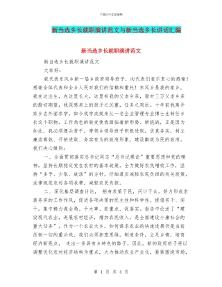 新当选乡长就职演讲范文与新当选乡长讲话汇编