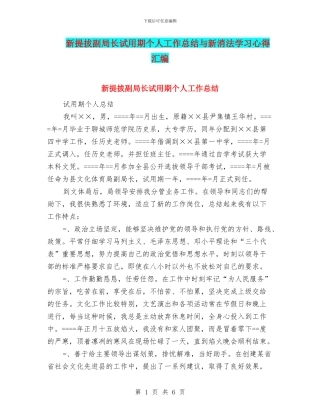 新提拔副局长试用期个人工作总结与新消法学习心得汇编