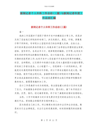 新闻记者个人年终工作总结与新闻记者年度工作总结汇编