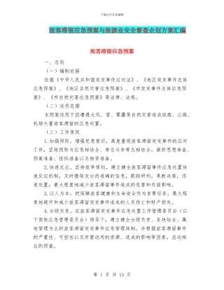 旅客滞留应急预案与旅游业安全督查企划方案汇编