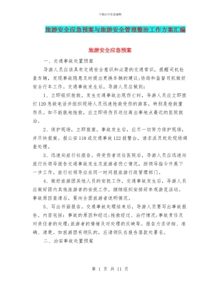 旅游安全应急预案与旅游安全管理整治工作方案汇编