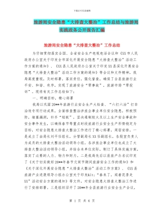 旅游局安全隐患“大排查大整治”工作总结与旅游局实践政务公开报告汇编