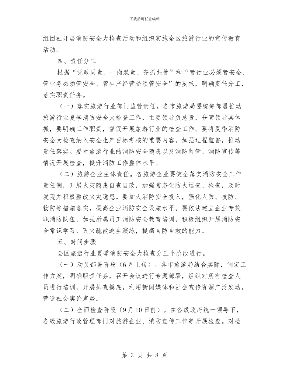 旅游行业夏季消防安全大检查工作方案与旅游行业网络营销策划书汇编_第3页