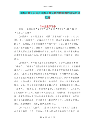 日本儿童节习俗与日本儿童节悬挂鲤鱼旗的风俗由来汇编