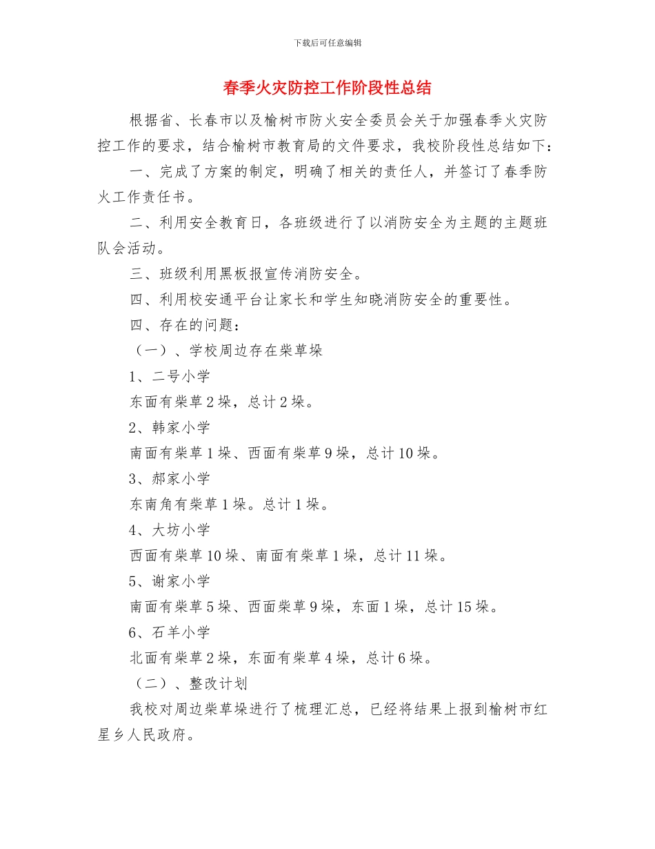 春季火灾防控工作小结与春季火灾防控工作阶段性总结汇编_第3页
