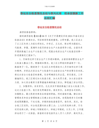 春运安全检查情况总结与春风化雨