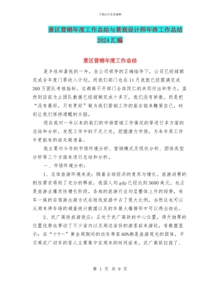 景区营销年度工作总结与景观设计师年终工作总结2024汇编