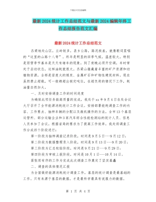 最新2024统计工作总结范文与最新2024编辑年终工作总结报告范文汇编