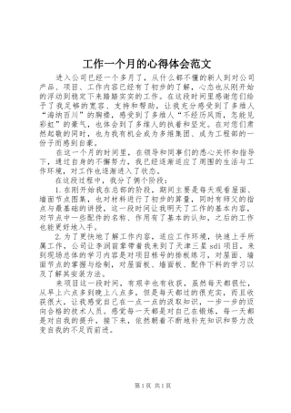 工作一个月的心得体会范文