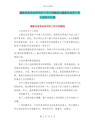 最新业务员如何写好工作计划精选与最新业务员工作计划范文汇编