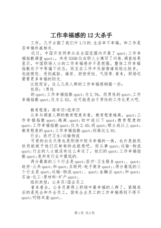 工作幸福感的12大杀手