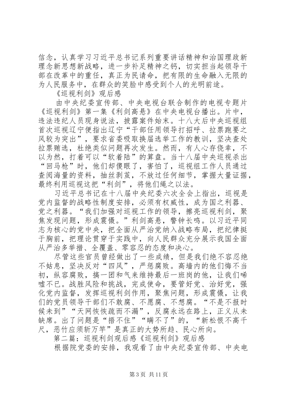 《巡视利剑》观后感3人_第3页