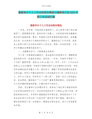 最新审计个人工作总结报告精选与最新审计处2024年终工作总结汇编