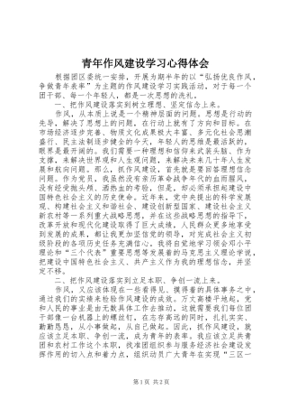 青年作风建设学习心得体会