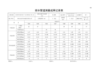 C6排水管道测量成果记录表