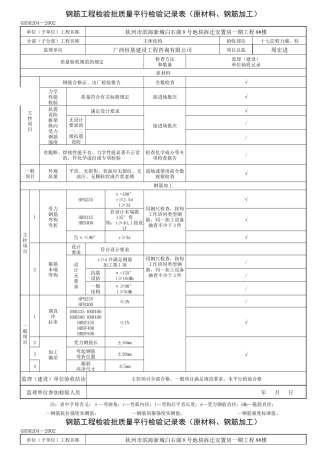 钢筋工程检验批质量验收记录(原材料、钢筋加工)