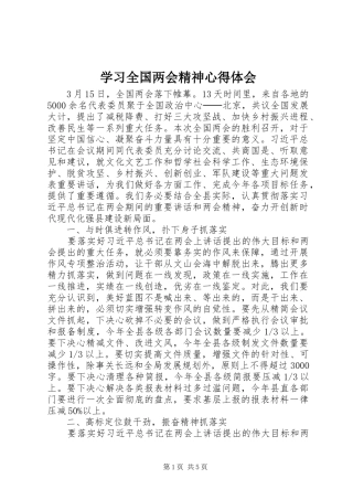 学习全国两会精神心得体会
