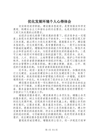 优化发展环境个人心得体会