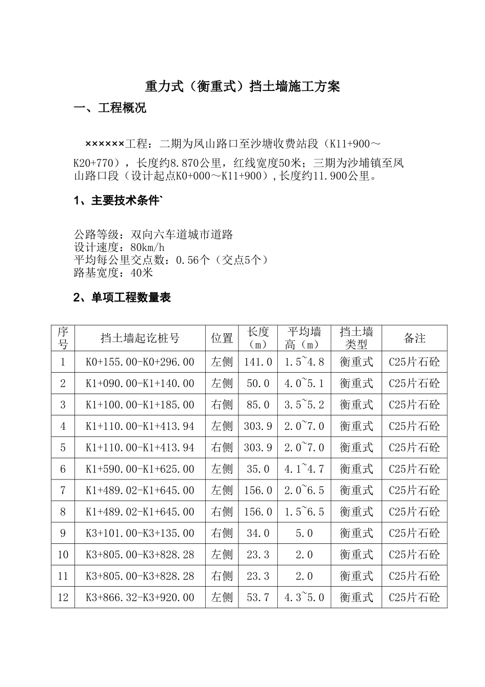 重力式(衡重式)挡土墙施工方案(DOC30页)_第2页