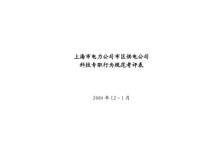 上海市电力公司市区供电公司科技专职行为规范考评表