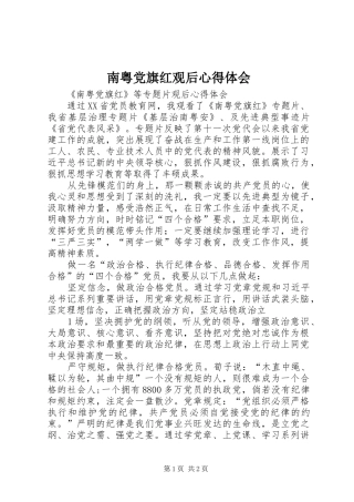 南粤党旗红观后心得体会