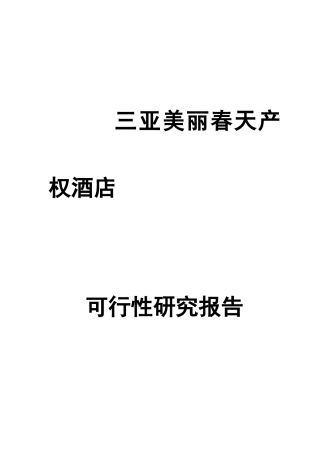 三亚某酒店可行性研究报告
