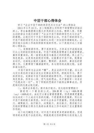 中层干部心得体会