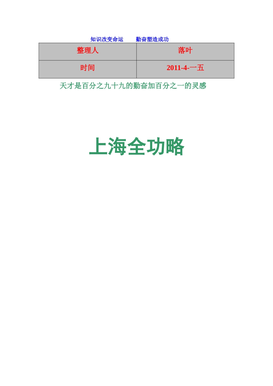 行业范本—上海旅游全功略_第1页