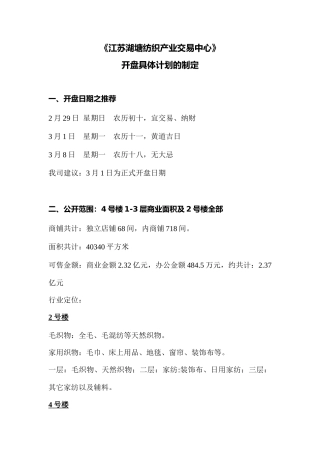 江苏某纺织产业交易中心开盘策划方案