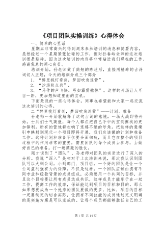 《项目团队实操训练》心得体会