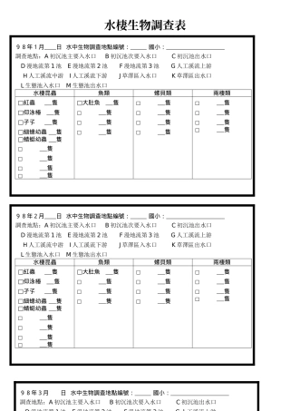 水栖生物调查表