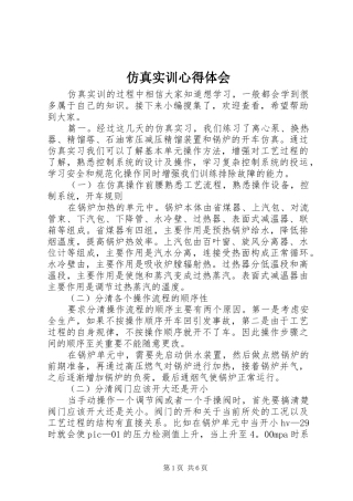仿真实训心得体会
