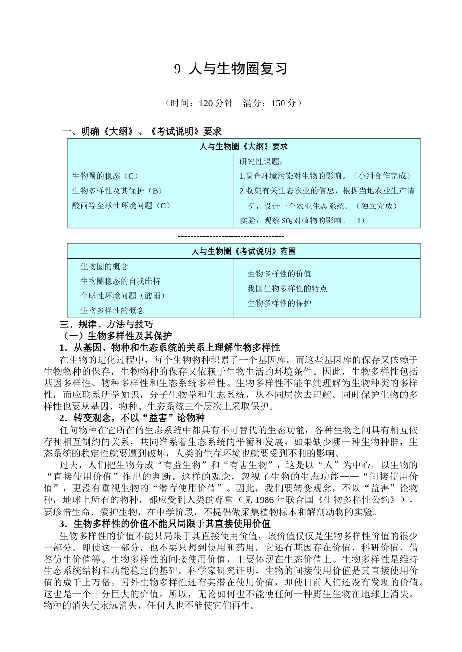 人与生物圈复习_第1页