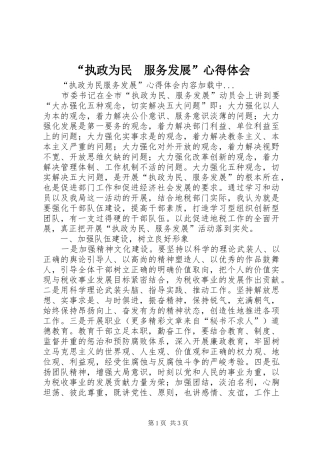 “执政为民　服务发展”心得体会