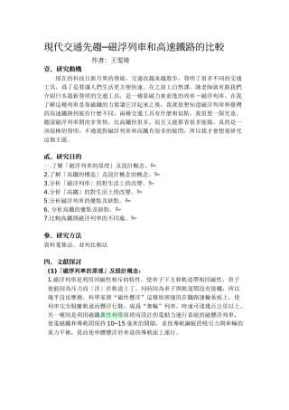 现代交通先趋磁浮列车和高速铁路的比较