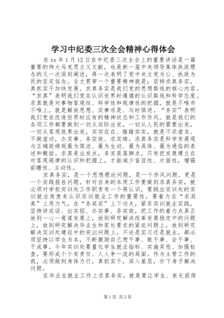 学习中纪委三次全会精神心得体会